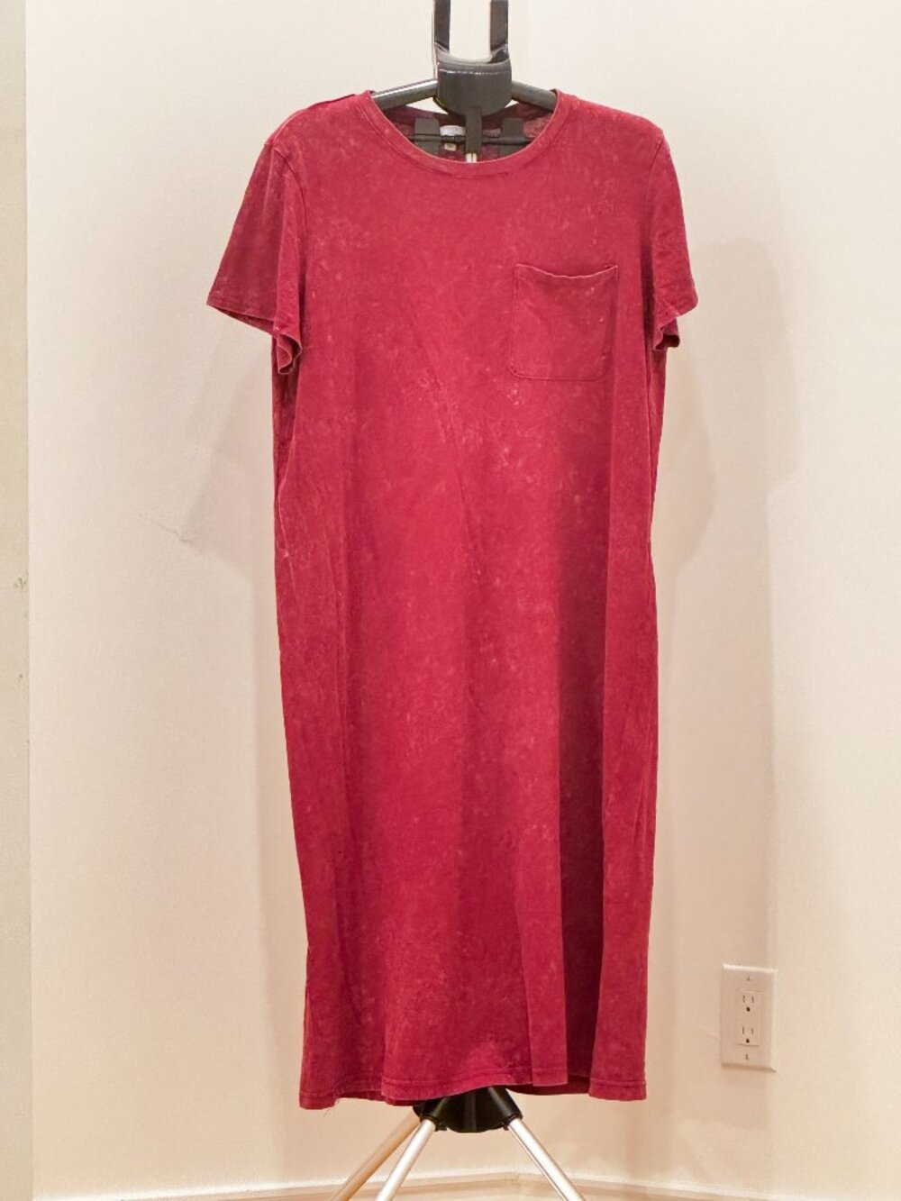 Time and Tru Maroon Mineral Wash T-Shirt Dress Pocket XXL Like New - Picture 3 of 7